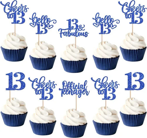 Miniatura 62 de 30 piezas de adornos para cupcakes de 12 cumpleaños feliz, brillantes doce, hola 12, felicitaciones a 12 años, adornos para cupcakes, 12