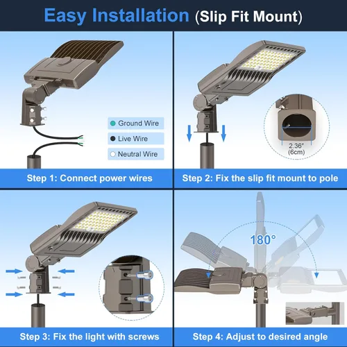 Miniatura 4 de KUKUPPO Luz LED de estacionamiento de 200 W, luz de poste de estacionamiento de grado industrial con certificación DLC UL, luz LED caja de zapatos