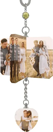Miniatura 10 de Decoración de espejo retrovisor con foto personalizada: adornos de diamantes para mujer, accesorios lindos para automóviles