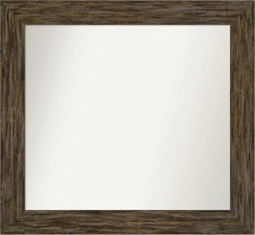 Miniatura 122 de Amanti Art Espejo personalizado, espejo de baño marrón Fencepost, espejo de pared o espejo de tocador de baño sobre el fregadero (27 x 27 pulgadas)
