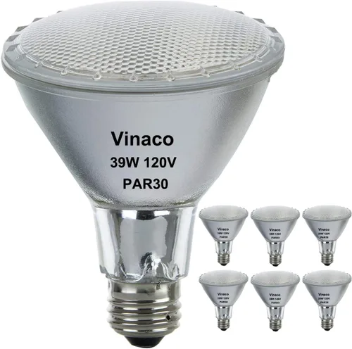 Miniatura 11 de Vinaco Luz de inundación PAR30 de 50 W, paquete de 6 unidades de alto brillo 650LM PAR30 halógeno de cuello largo regulable, inundación PAR30L de 50