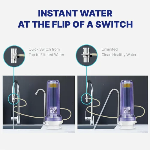 Miniatura 9 de NU Aqua Sistema de Filtro de Agua de Encimera - 8 Etapas Alcalinas con Grifo - Purificador de Agua Potable y Dispensador para Encimera de Cocina