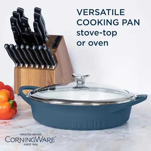 Miniatura 2 de CorningWare QuickHeat - Estofador de aluminio fundido de 4 cuartos de galón con tapa, interior de cerámica antiadherente, ligero y calor uniforme