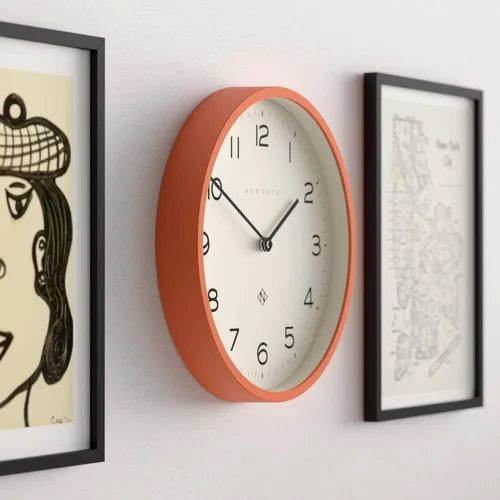 Miniatura 4 de NEWGATE Reloj de pared con número cuatro eco, reloj redondo moderno, 11.8 in, naranja, números fáciles de leer, ideal para cocina, sala de estar u