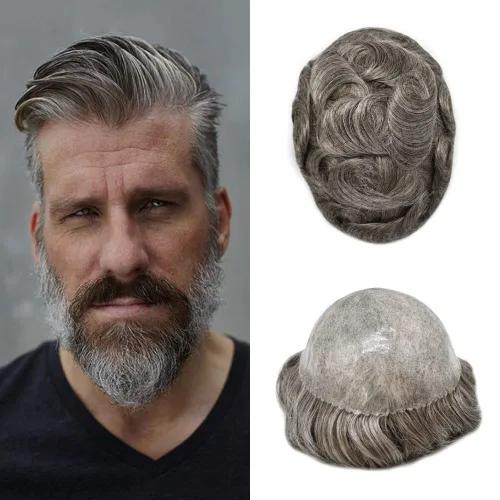 Miniatura 72 de Toupee for Men Hair Piece Real Human Hair Full Poly Skin Mens Toupee Mens Hair System Injected PU Hair System Invisible Hairpiece for