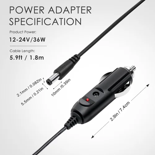Miniatura 2 de Adaptador de cargador de coche de 12 V CC, enchufe macho de encendedor de cigarrillos de 0.217 in x 0.098 in para cámara, CCTV, refrigerador