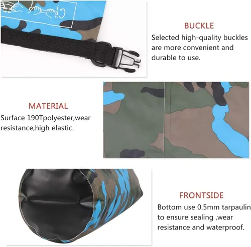 Miniatura 3 de Bolsa seca impermeable de 2L/5L/10L/15L/20L/30L, saco enrollable que mantiene el equipo seco para kayak, rafting, navegación, natación, campamento