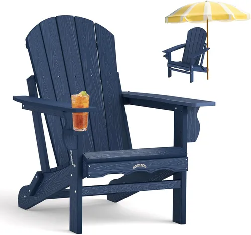Miniatura 10 de Sillas para fogata, sillas Adirondack plegables de HDPE resistentes a la intemperie, silla Adirondack plegable de composite para patio con Gris