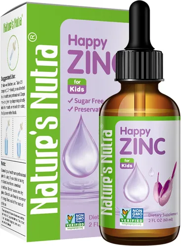 Nature's Nutra Happy Zinc, líquido para bebés, bebés, niños y niños, TRAACS Quelato de zinc, alta biodisponibilidad, sin OMG, Kosher, 2 onzas