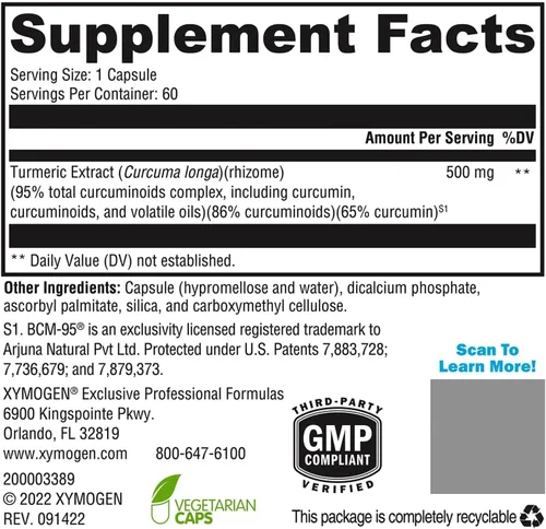 Miniatura 2 de XYMOGEN CurcuPlex-95 - Suplemento de curcumina de cúrcuma para apoyo diario al cerebro* - Biodisponibilidad mejorada - Sin OMG, sin gluten, vegano