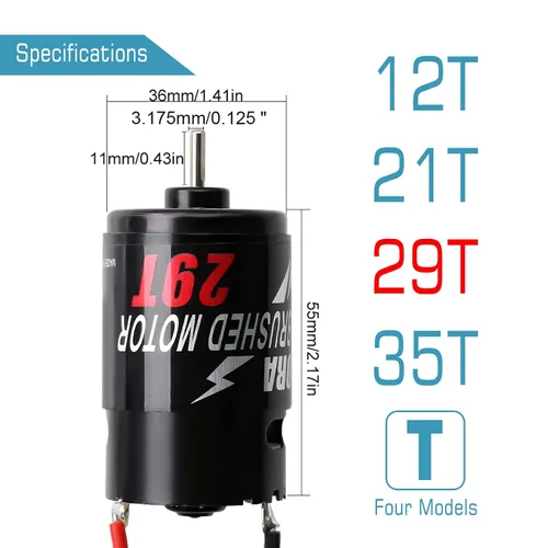 Miniatura 5 de INJORA Motor RC 550 con escobillas impermeable para 1:10 RC Crawler Axial SCX10 AXI03007 JL 90046 TRX4 TRX6 coche RC barco (29T)