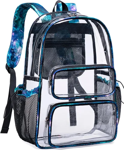 Miniatura 34 de CAMTOP Mochila transparente resistente y transparente para estudiantes, escuela, trabajo, festival, viajes, deportes, Beige, Mediana, Camtop Mochila