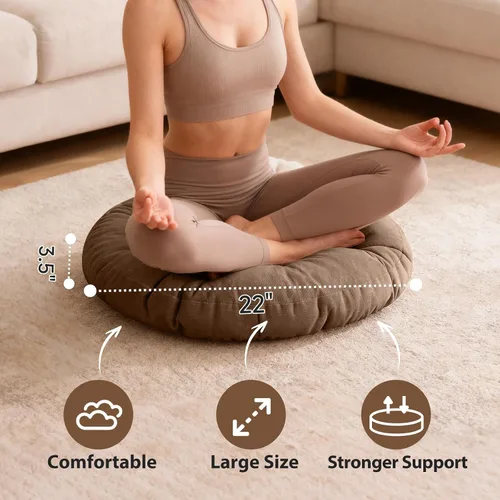 Miniatura 6 de Tiita - Cojín cuadrado para el suelo al aire libre, cojín de asiento grueso tuftado, gran cojín de suelo para yoga, meditación, sala de estar