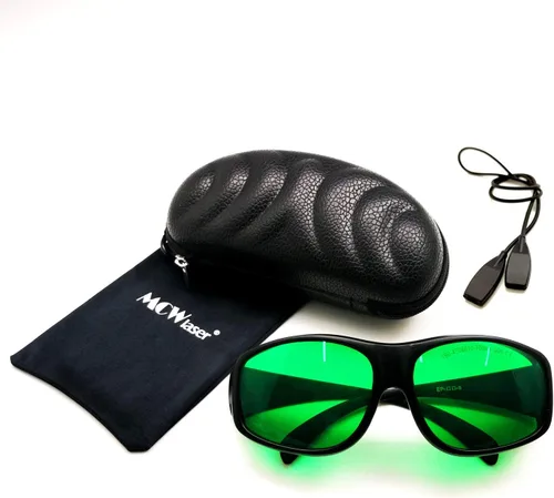 Miniatura 11 de MCWlaser Gafas de seguridad láser 190-470nm y 610-760nm para luz UV, azul, rojo rubí, verde, láser de picosegundo 405 nm, 445 nm, 450 nm, 635 nm