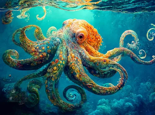 Miniatura 8 de Cross & Glory Rompecabezas de 1000 piezas para adultos Alquimia del pulpo: El Experimento de Lava Rompecabezas de arte marino oceánico
