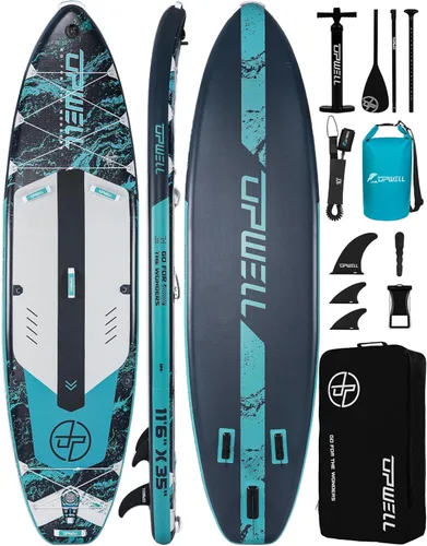 Miniatura 18 de UPWELL Tabla de Paddle Inflable de 10'6"/11'/11'6", Stand Up Paddleboard para Jóvenes y Adultos, Diseño Estable, Accesorios Premium de SUP, Mochila
