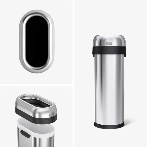 Miniatura 2 de simplehuman Papelera delgada con parte superior abierta de 50 litros / 13.2 galones, grado comercial, acero inoxidable cepillado de calibre pesado