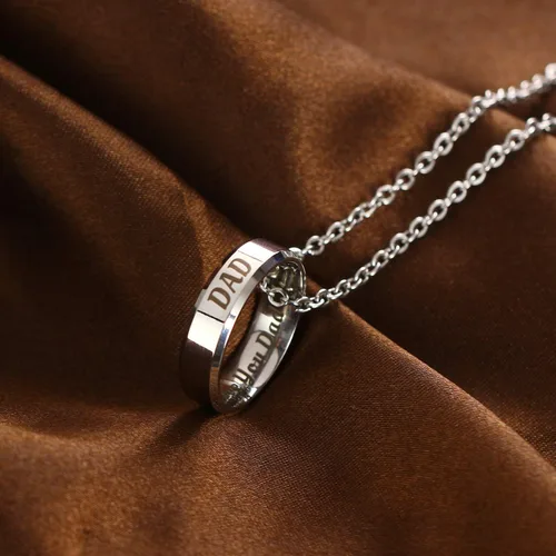 Miniatura 3 de YEEQIN Collar con colgante de anillo con texto en inglés "I Love You" para mamá, papá, hija, hijo, regalo para miembro de la familia