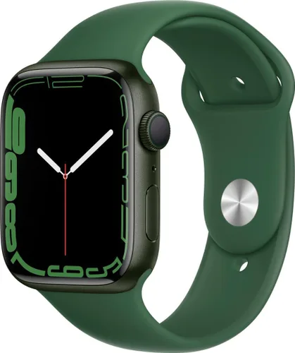 Apple Watch - Serie 7 con GPS y caja de aluminio color verde de 1.77 pulgadas (45mm) con correa deportiva color verde trébol, tamaño regular
