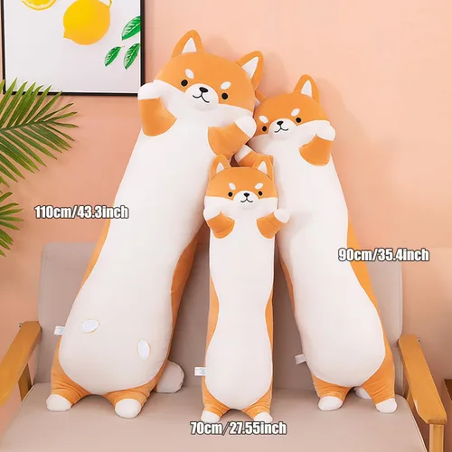 Miniatura 6 de Kekeso Almohada gigante de Shiba Inu de felpa - Almohada suave de dibujos animados para abrazar a perros para niños - Amarillo, 70cm