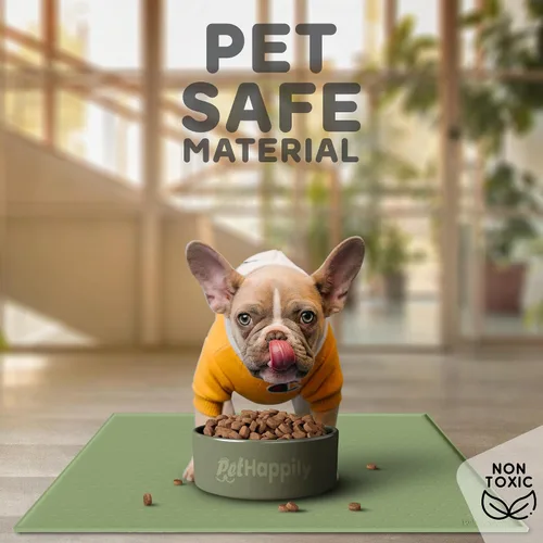 Miniatura 3 de Tapete para comida de perro y gato, bordes elevados para evitar derrames de comida y agua, impermeable, protege el piso, fácil de limpiar