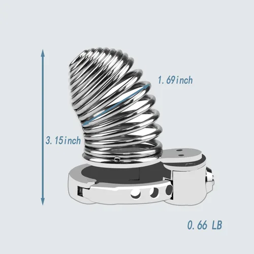 Miniatura 3 de Dispositivo de castidad masculina de acero inoxidable jaula de castidad masculina con 7 tamaños ajustables jaula para pene con bloqueo invisible