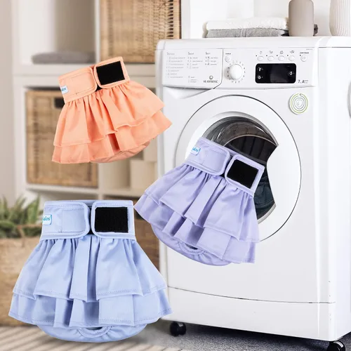 Miniatura 6 de Leekalos Pañales reutilizables para perras, fáciles de poner, de alta absorción, lavables (morado, gris, rosa, paquete pequeño de 3)
