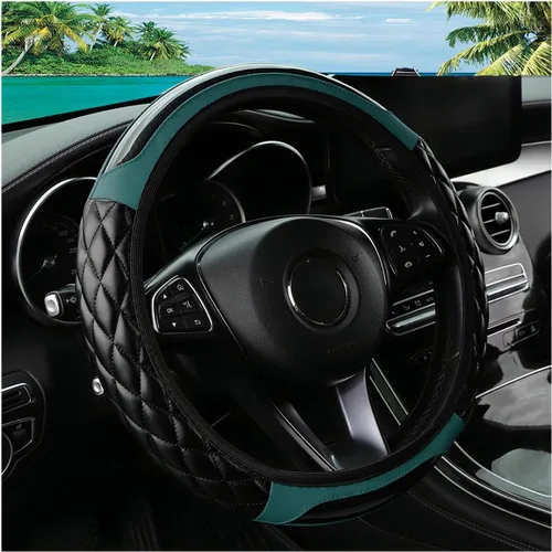 Miniatura 9 de Funda para volante de automóvil, 14.5 a 15 pulgadas, de piel antideslizante, diseño cómodo y seguro, accesorios universales para volantes