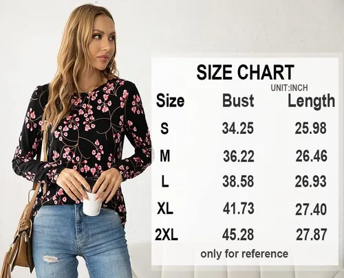 Miniatura 4 de HOTGIFT Camisetas de otoño e invierno para mujer, estilo casual, manga larga, cuello redondo, blusa holgada y cómoda