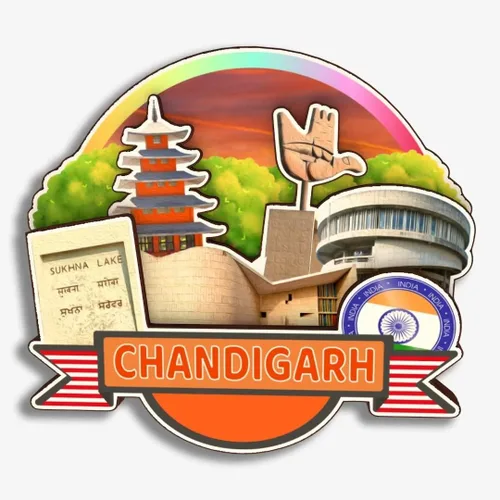 Chandigarh India - Imán para nevera de la India, colección de madera 3D, hecho a mano, recuerdos de la ciudad, refrigerador, regalo para decoración
