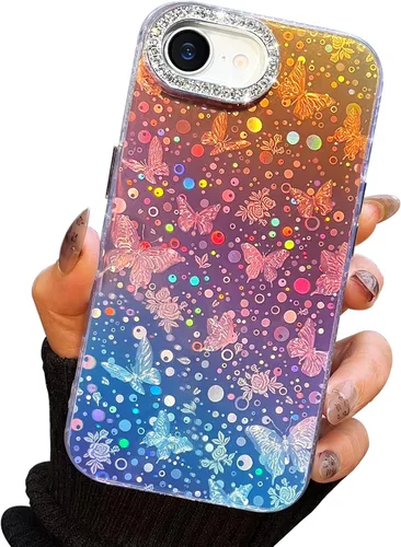 Miniatura 33 de I-MGAE-IN-AR Funda compacta para iPhone 11, diseño de mariposa, marco de protección de lente de cámara con diamante 3D, bonitas fundas protectoras