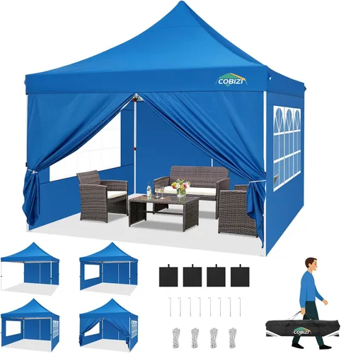 Miniatura 37 de COBIZI Canopy Tienda de campaña desplegable de 10 x 20 pies con 6 paredes laterales, toldo comercial impermeable, glorieta instantánea