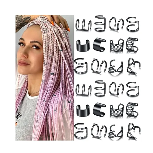 Miniatura 9 de NAISKA 24 piezas de joyería para el cabello con diamantes de imitación de cristal para trenzas, rastas, trenzas de cabello, puños de metal sin