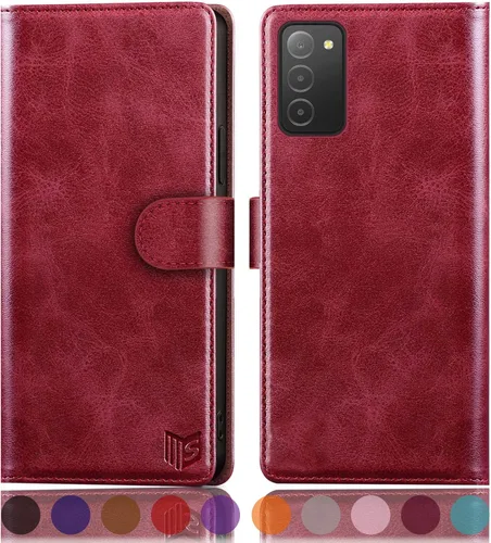 Miniatura 9 de SUANPOT Funda tipo cartera para Samsung Galaxy A03S 【Bloqueo RFID】 Soporte para tarjetas de crédito, libro de folio con tapa de cuero PU Funda a