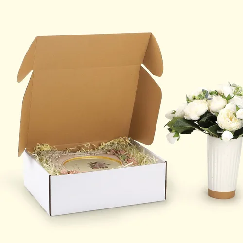 Miniatura 6 de HORLIMER Juego de 20 cajas de envío de 12 x 9 x 4 pulgadas, caja de cartón corrugado blanco para publicidad