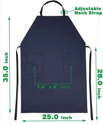 Miniatura 6 de Delantal impermeable de goma de vinilo VWELL con 2 bolsillos - Delantal de laboratorio para lavar platos, aseo Azul
