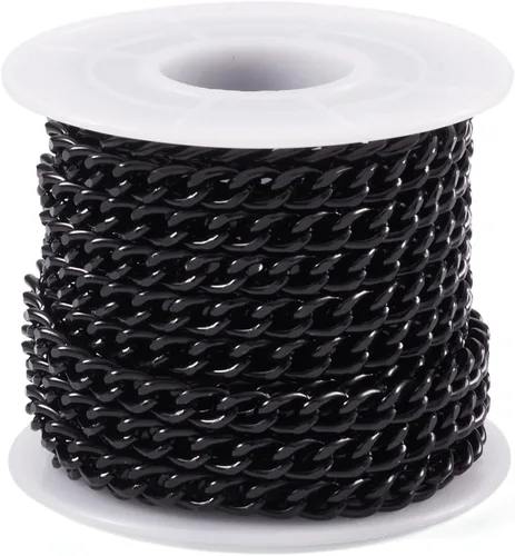 Miniatura 26 de FASHEWELRY Cadena de eslabones de aluminio de 16.4 pies sin soldar, rollo de cadenas de eslabones dorados con carrete para hacer collares, joyas