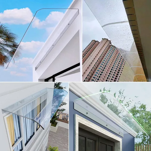 Miniatura 7 de Toldo para puerta delantera, protección contra rayos UV, lluvia, nieve, luz solar, toldo invisible para ventana de puerta, cubierta de policarbonato
