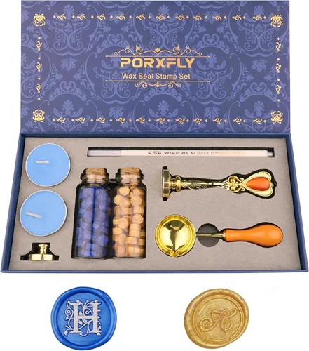 Miniatura 14 de Juego de 2 sellos de cera con letra J, kit de sellos de cera del alfabeto inicial, caja de regalo vintage, sello de la serie de letras de la A a