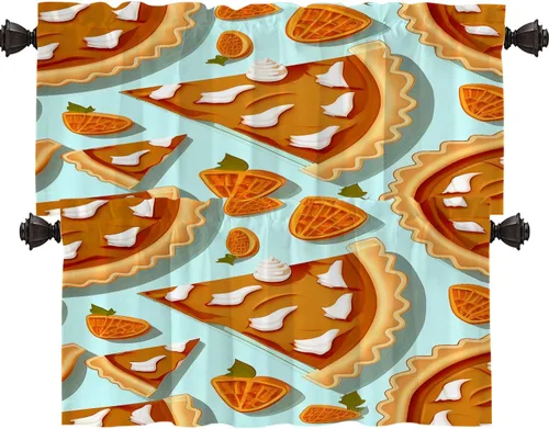 Miniatura 58 de Shrahala Cortinas de hojas de arce otoñales para ventanas de cocina, hojas rojas ardientes, fondo marrón, paneles de cortina de ventana de poliéster