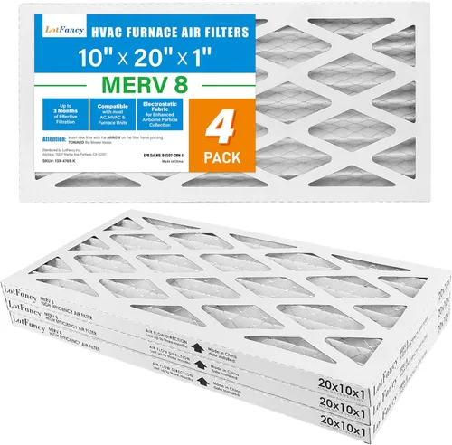 Miniatura 9 de LotFancy Filtro de aire MERV 8 de 10 x 20 x 1, paquete de 4 unidades, tamaño real: 9.75 x 19.75 x 0.75 pulgadas, reemplazo de horno plisado y filtro