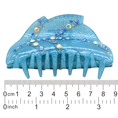 Miniatura 5 de Fashion & Lifestyle Pinza para el cabello para mujeres y niñas, grande, pinza bastante fuerte, pasador antideslizante, agarre hacia arriba, Azul