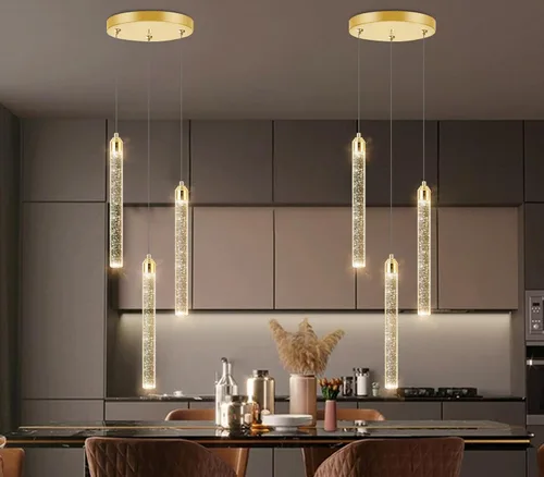 Miniatura 29 de Candelabro de Techo Alto de 197" de Largo con 30 Luces, Lámpara LED Moderna de Cristal Burbuja Regulable con Montaje al Ras, Luz Colgante de Techo