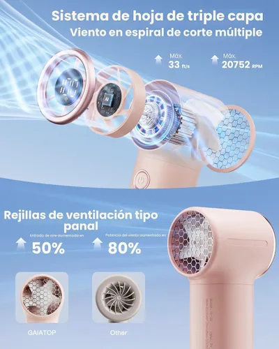 Miniatura 4 de Gaiatop Mini ventilador de mano portátil, 4000 mAh [15 horas de funcionamiento máximo] ventiladores turbo personales tamaño de bolsillo, ventilador