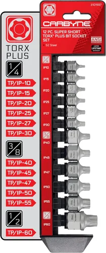 Miniatura 9 de CARBYNE Juego de 8 piezas XZN Triple Square Super Short Low Profile Bit Socket Set – 12 puntos 0.157 in a 0.630 in, Dual-Drive: unidad cuadrada