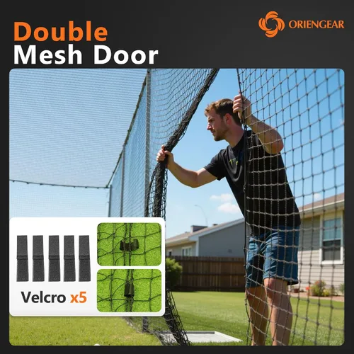 Miniatura 4 de ORIENGEAR Baseball Batting Cage Nets, ONLY NET, 70'L/55'L/35'L/20'L Baseball and Softball Cage Netting, 1.88" #45 Mesh, Professional Fully Enclosed