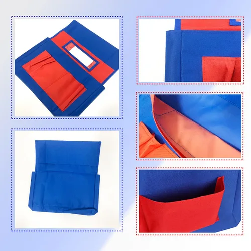 Miniatura 4 de 5 bolsillos organizadores para silla con ranura para etiqueta de nombre, bolsa de almacenamiento colgante para asiento de aula para niños