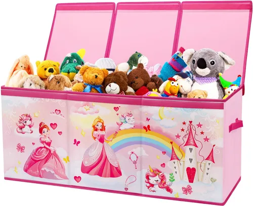 Miniatura 11 de Caja de juguetes grande organizadora con tapa abatible para niños, caja de almacenamiento de juguetes Oxford plegable con asas para niños y niñas