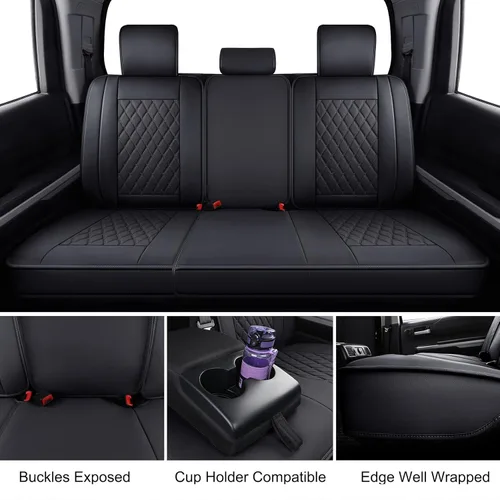 Miniatura 3 de LUCKYMAN CLUB Fundas de asiento de auto para camionetas Tundra 2022-2025 X05-T3-2 solo traseras, para tripulación/tripulación máxima/cabina