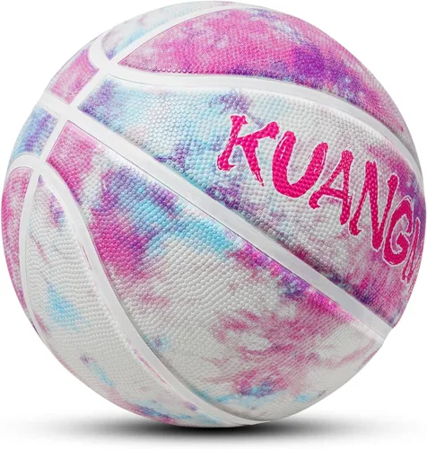 Miniatura 3 de Pelota de baloncesto de goma Kuangmi, tamaño 5 (27.5"), tamaño 4 (25.5"), hecha para juegos deportivos al aire libre y en interiores, parque, playa